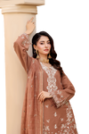 ELEGANCE LUXURY DOBBY EMBROIDERED & HANDWORK FESTIVE EDIT 3PC UNSTITCHED