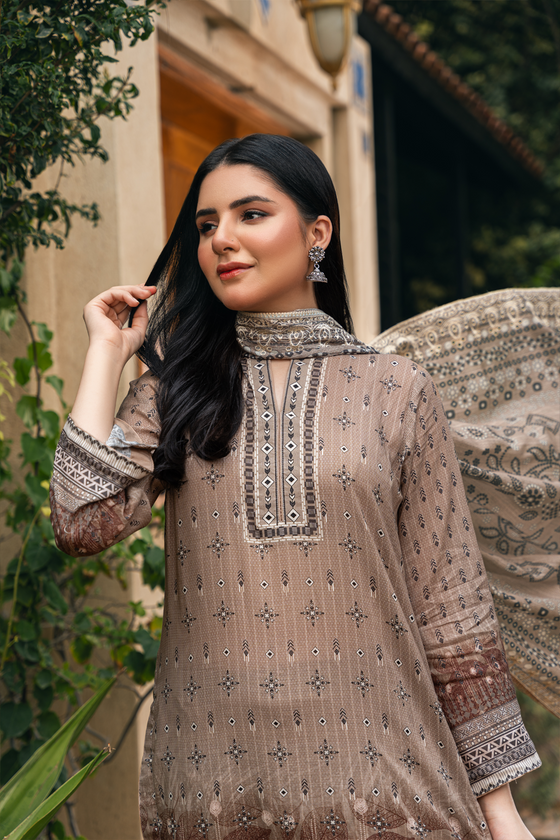 Dobby Embroidered Lawn -Unstitched 3Pc
