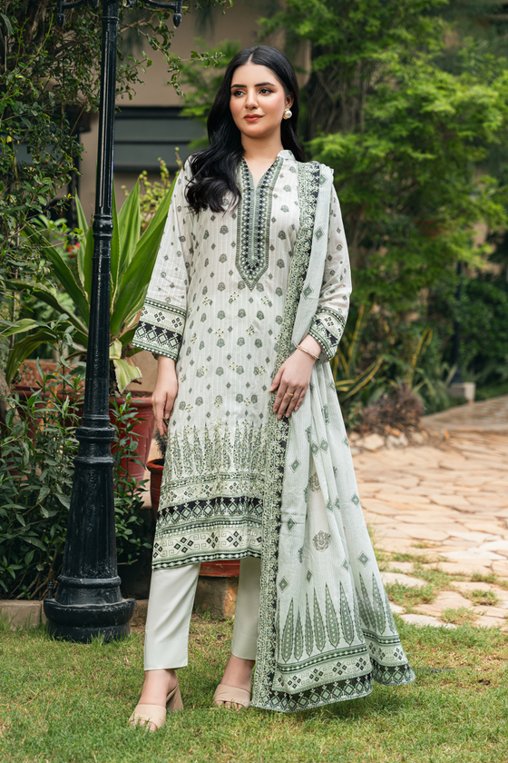Dobby Embroidered Lawn -Unstitched 3Pc