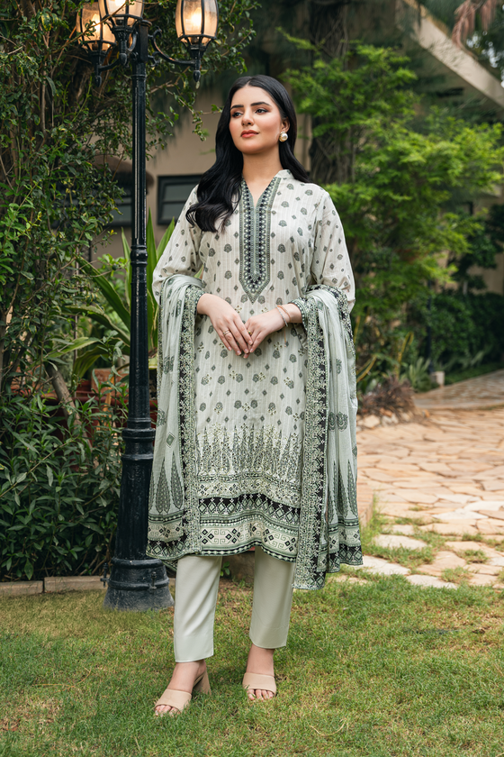 Dobby Embroidered Lawn -Unstitched 3Pc