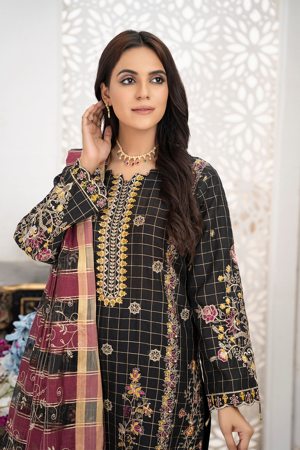 AFREEN - Unstitched-3Pc Embroidered Cotton Suit