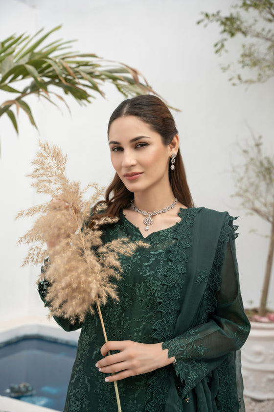 DILKASH -3pc Cotton Two Tune Embroidered suit