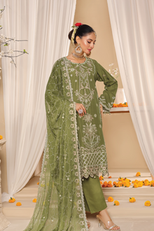  ELEGANCE LUXURY DOBBY EMBROIDERED & HANDWORK FESTIVE EDIT 3PC UNSTITCHED