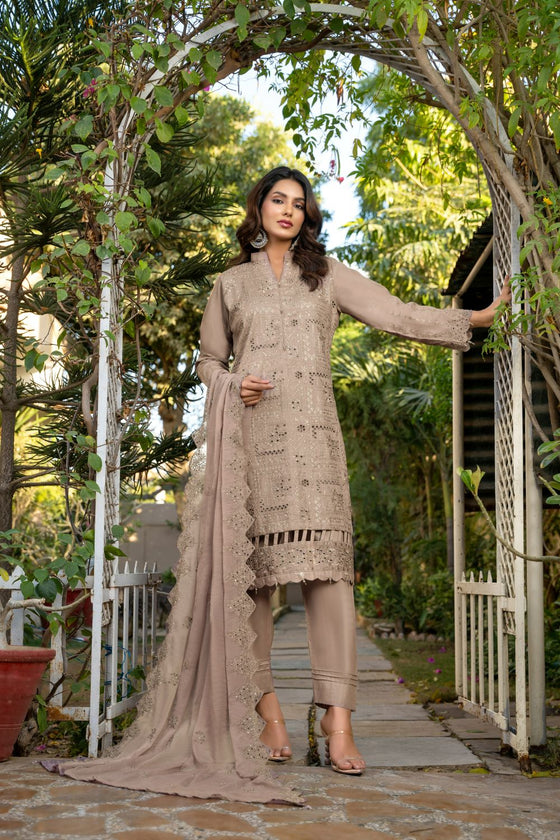 KARI PLATINUM -3pc Cotton Embroidered suit