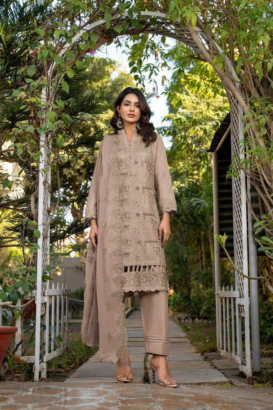 KARI PLATINUM -3pc Cotton Embroidered suit