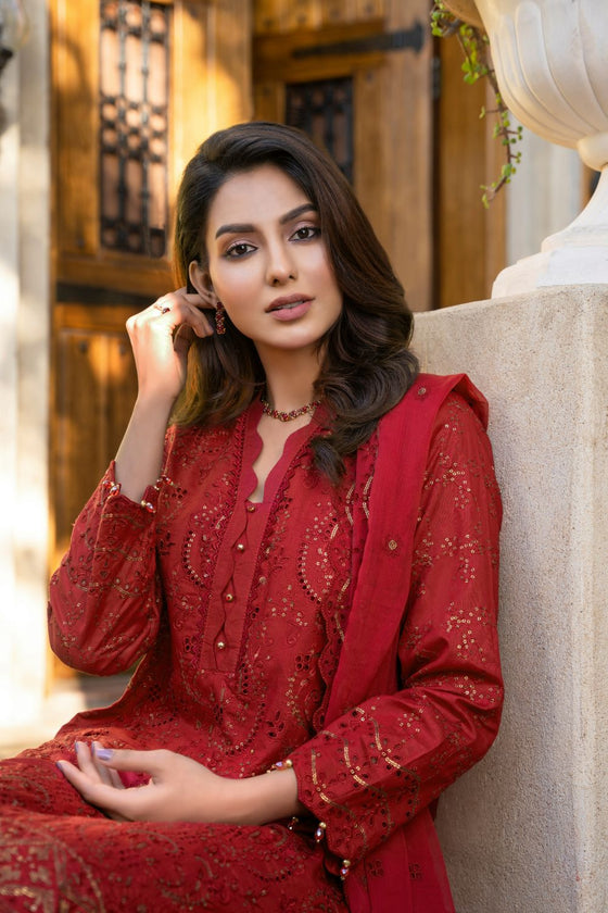 KARI PLATINUM -3pc Cotton Embroidered suit