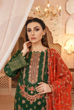 Unstitched-3Pc Embroidered Broshia  Suit - Green