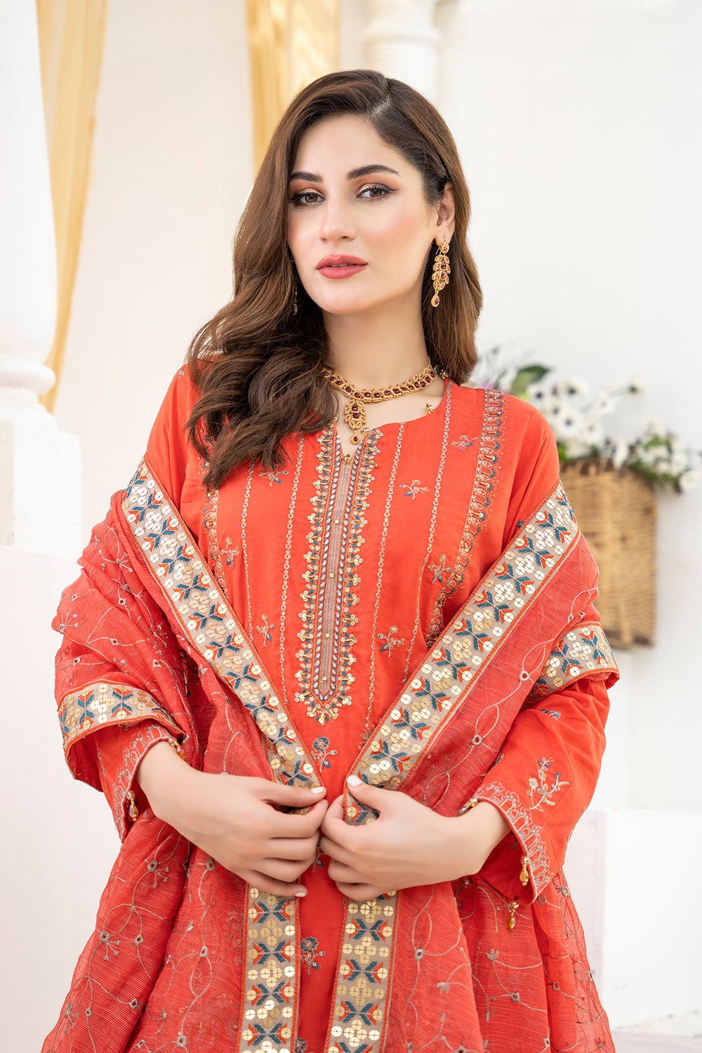 NAYAB-Unstitched-3Pc Cotton Embroidered Suit