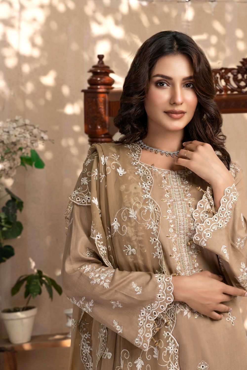 NAYAB-Unstitched-3Pc Cotton Embroidered Suit