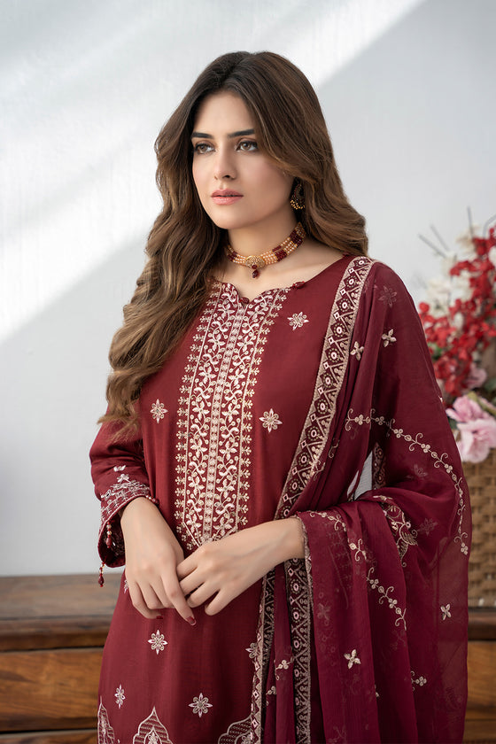 RAABTA-Unstitched-3Pc Cotton Embroidered Suit