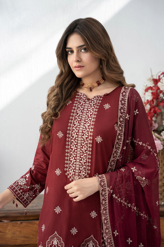 RAABTA-Unstitched-3Pc Cotton Embroidered Suit