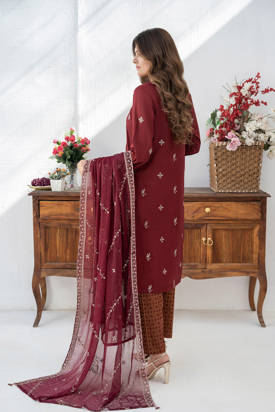 RAABTA-Unstitched-3Pc Cotton Embroidered Suit