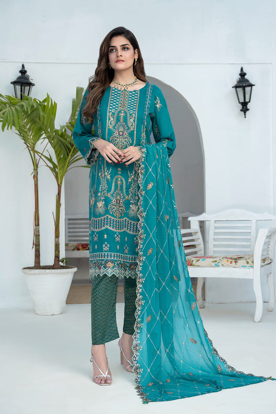 RAABTA-Unstitched-3Pc Cotton Embroidered Suit