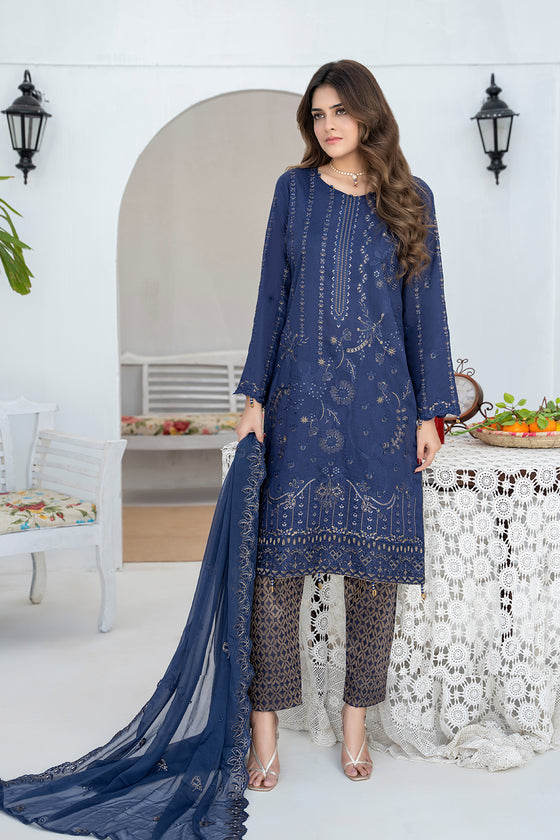 RAABTA-Unstitched-3Pc Cotton Embroidered Suit