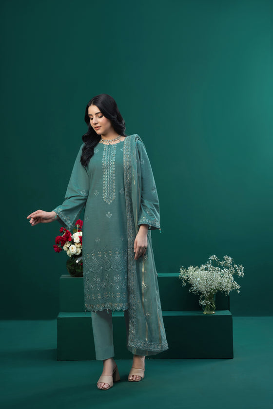 REGAL UNSTITCHED-3PC LUXURY MULTI-TEXTURE COTTON FESTIVE EDIT
