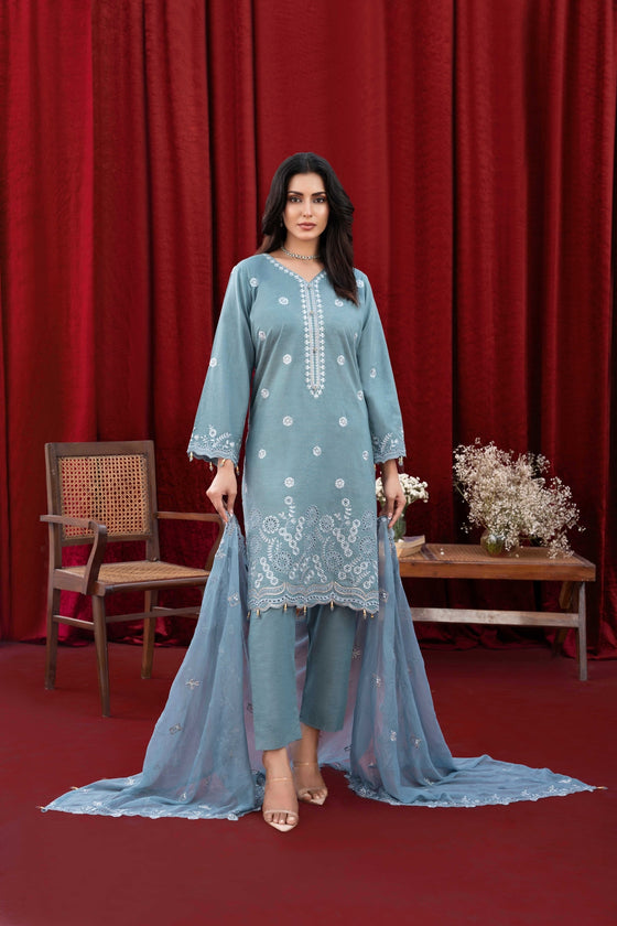 REGAL UNSTITCHED-3PC LUXURY MULTI-TEXTURE COTTON FESTIVE EDIT