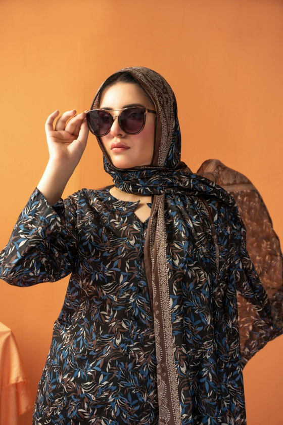 Lawn Print Luxe 3pc Unstitched – Rujhan - Main Image