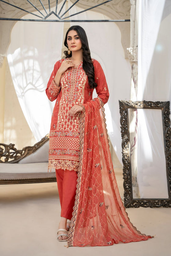 SANGEET-3PC UNSTITCHED EMBROIDERED SUITS