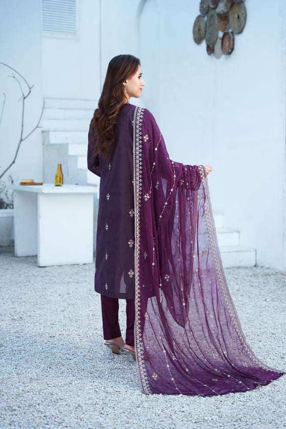 Silsila-E-Husn-Unstitched-3Pc Embroidered Cotton Suit