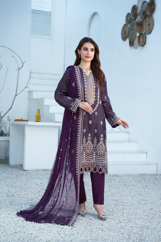 Silsila-E-Husn-Unstitched-3Pc Embroidered Cotton Suit