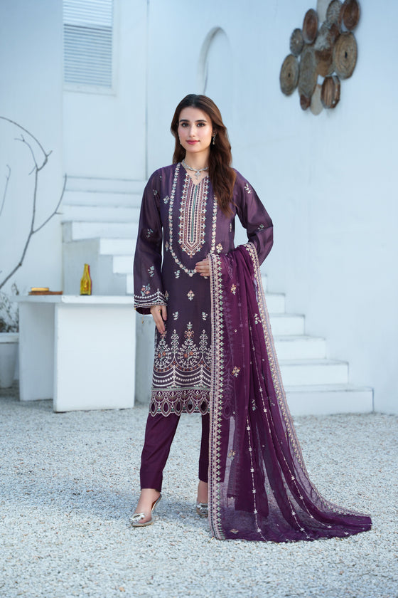 Silsila-E-Husn-Unstitched-3Pc Embroidered Cotton Suit