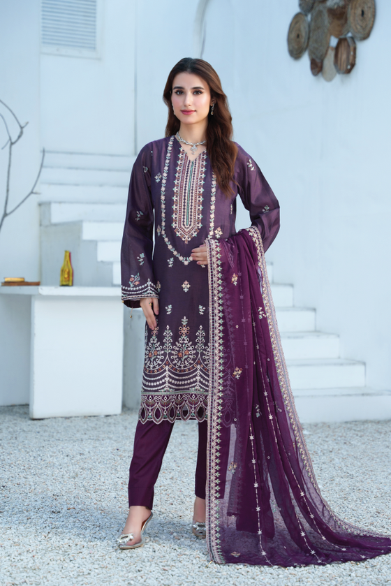 Silsila-E-Husn-Unstitched-3Pc Embroidered Cotton Suit