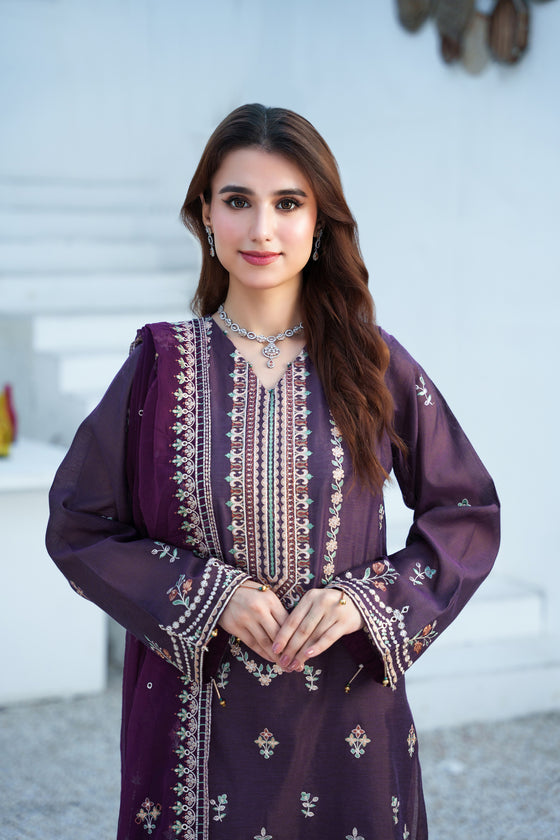 Silsila-E-Husn-Unstitched-3Pc Embroidered Cotton Suit