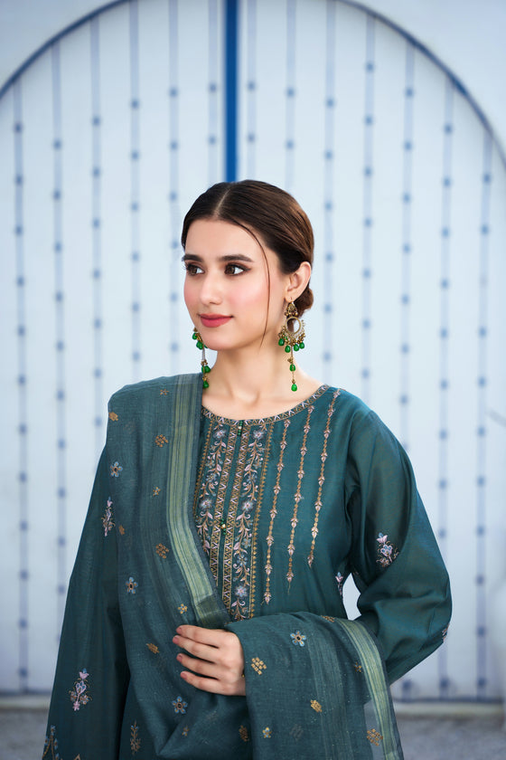 Silsila-E-Husn-Unstitched-3Pc Embroidered Cotton Suit