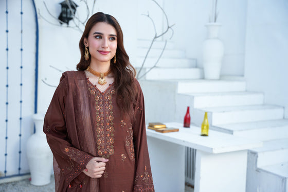 Silsila-E-Husn-Unstitched-3Pc Embroidered Cotton Suit