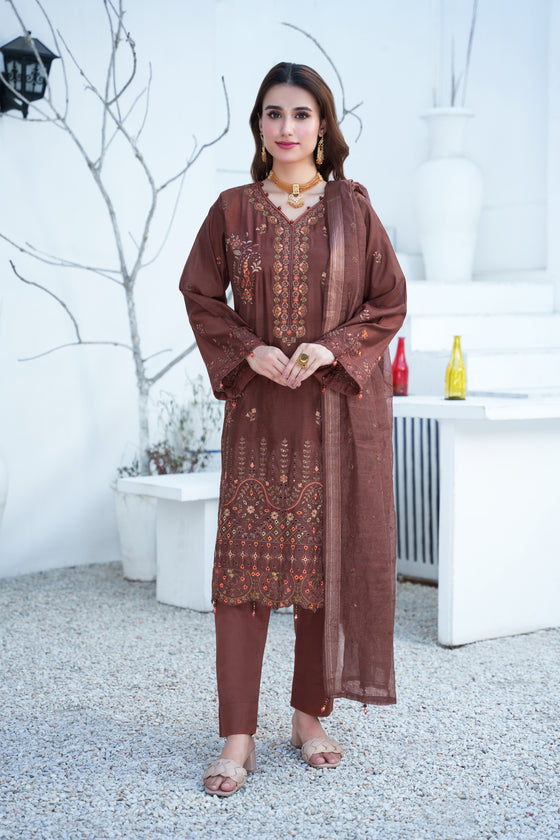 Silsila-E-Husn-Unstitched-3Pc Embroidered Cotton Suit