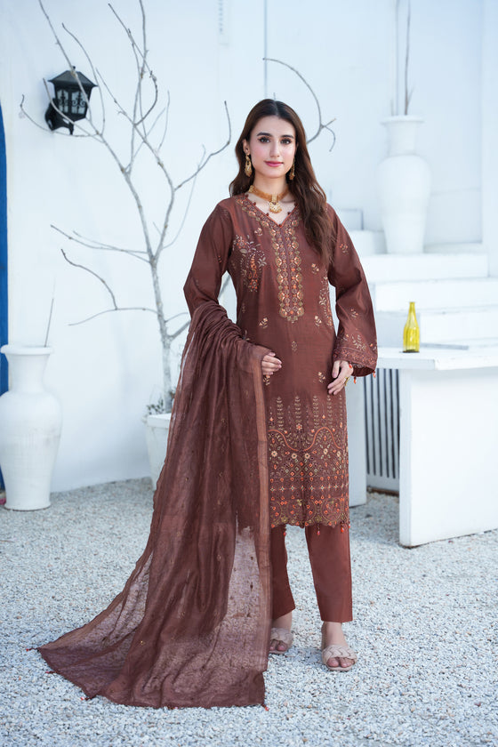 Silsila-E-Husn-Unstitched-3Pc Embroidered Cotton Suit