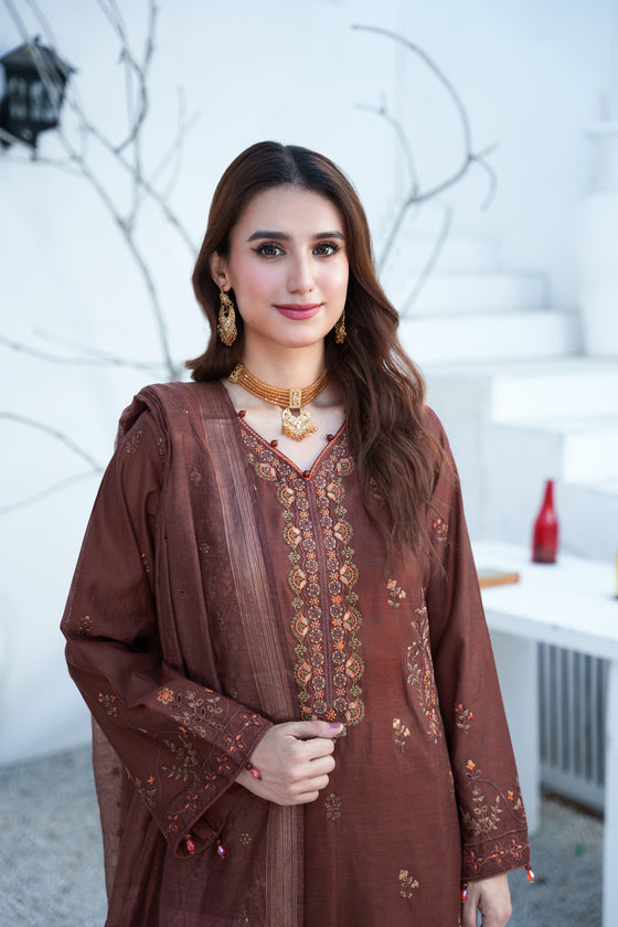 Silsila-E-Husn-Unstitched-3Pc Embroidered Cotton Suit